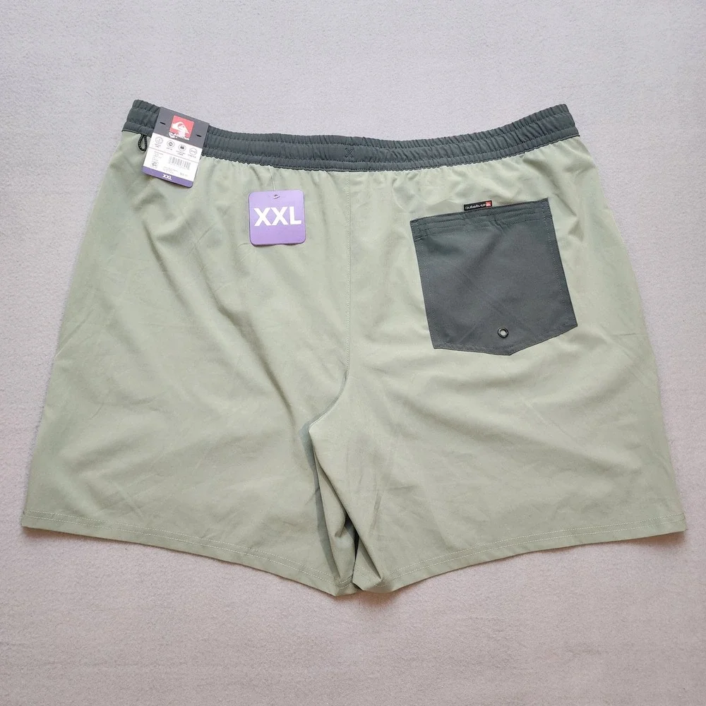 Quiksilver Mens Swim Trunks XXL Green Grey Quick Dry Stretch Board Shorts NWT